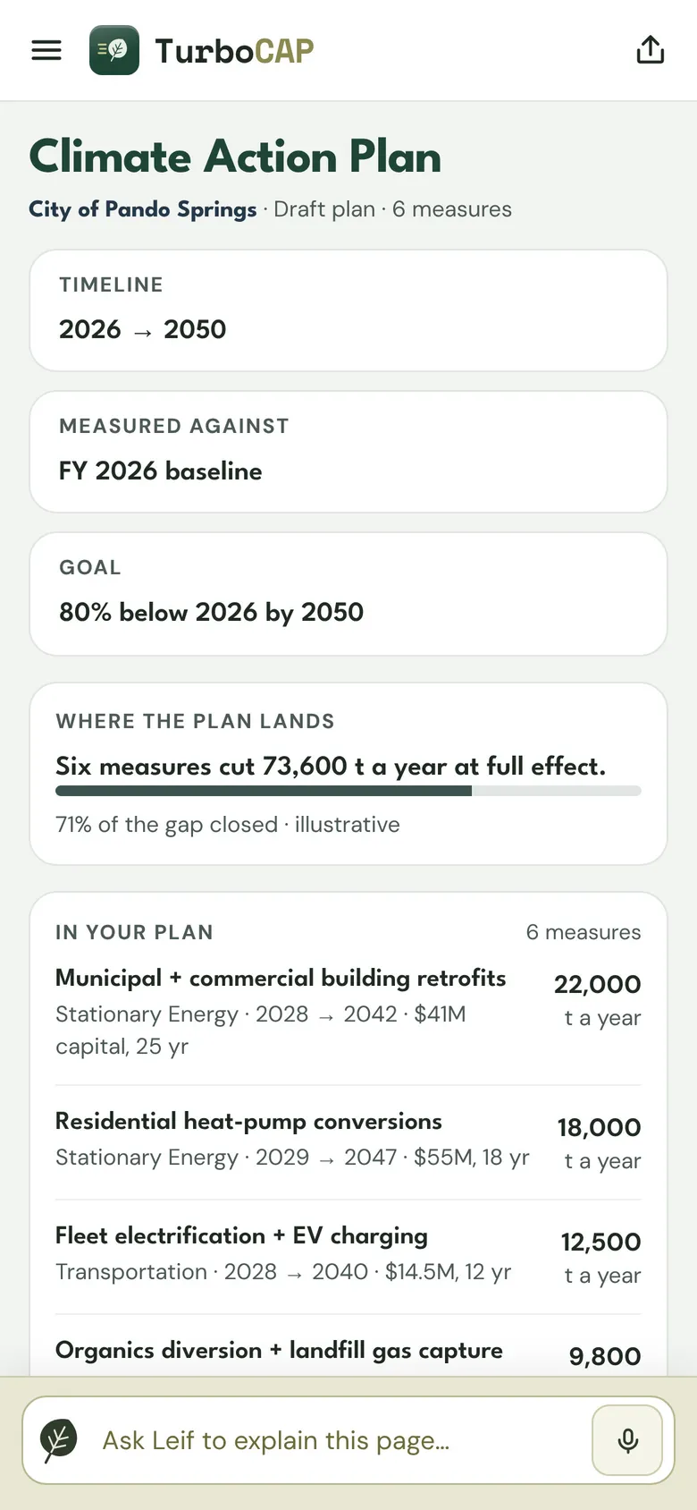 Climate Action Plan, on a phone